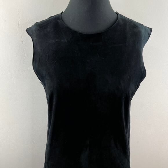Costume National Black Mixed Media 44 Panel Top Suede/ Crew Neck Sleeveless - Picture 2 of 10